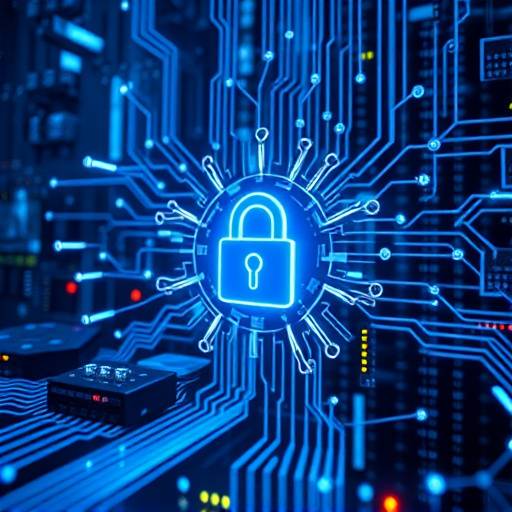 A graphical representation of a network security audit, showing various interconnected devices and security checkpoints.